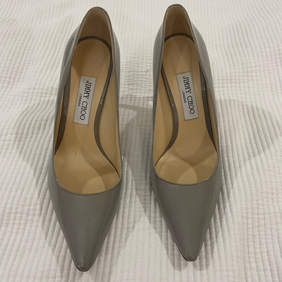 Jimmy Choo Gray Patent Leather Pumps - Picture 2 of 8